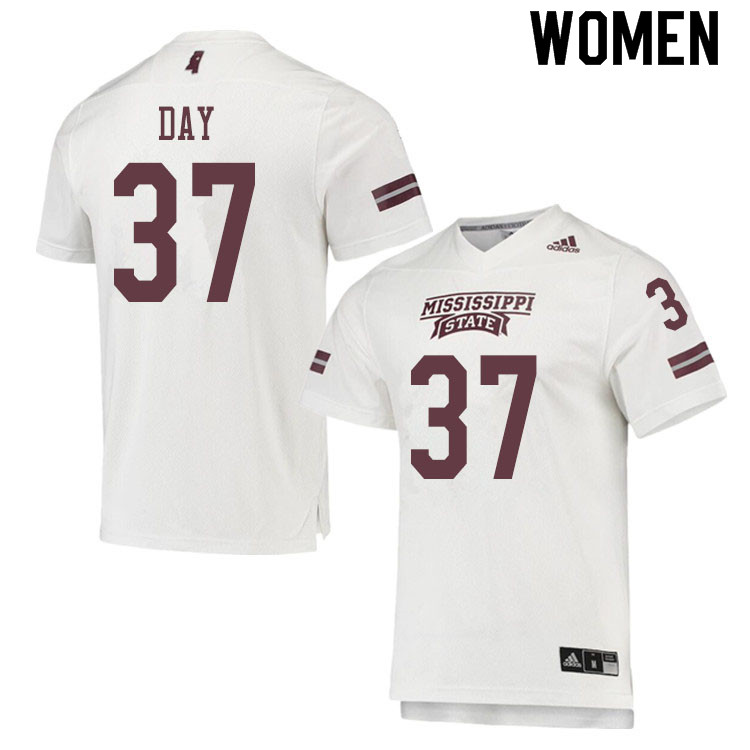 Women #37 Tucker Day Mississippi State Bulldogs College Football Jerseys Sale-White